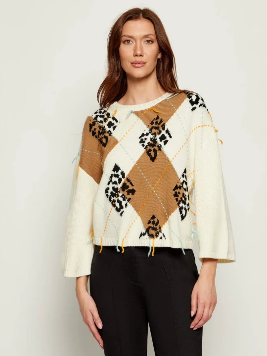 Zdjęcie produktu Marc Cain Wełniany sweter | Oversize fit ecru