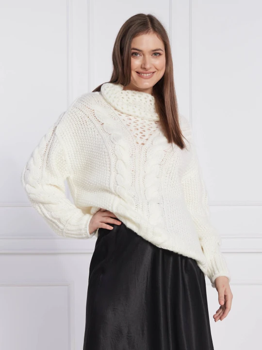 Zdjęcie produktu Marc Cain Wełniany sweter | Regular Fit biały