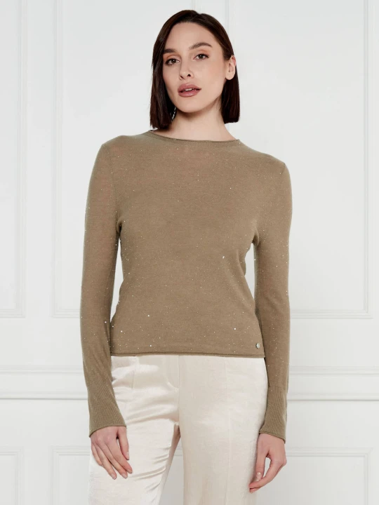 Zdjęcie produktu Marc Cain Wełniany sweter | Slim Fit oliwkowy