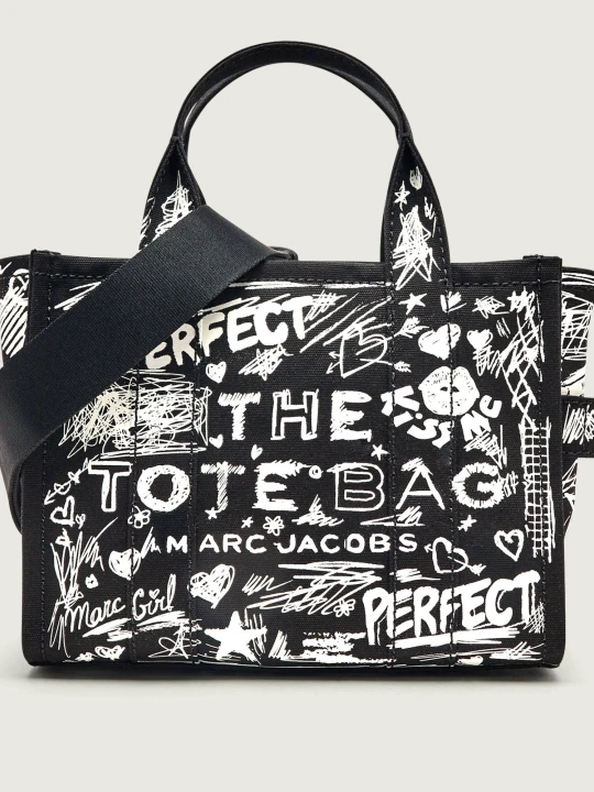 Zdjęcie produktu Marc Jacobs Kuferek The Punk Scribble Canvas Small Tote Bag czarny