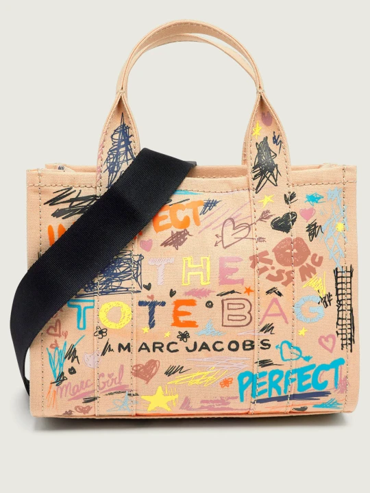 Zdjęcie produktu Marc Jacobs Kuferek The Punk Scribble Canvas Small Tote Bag beżowy