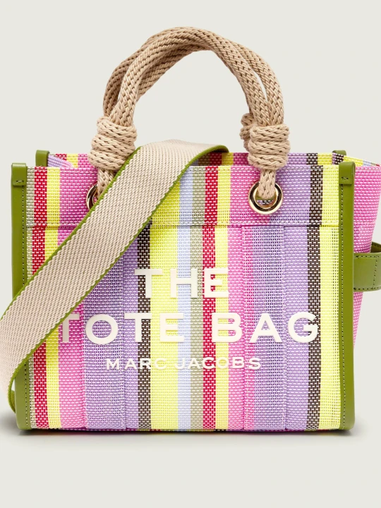 Zdjęcie produktu Marc Jacobs Kuferek The Stripe Mesh Small Tote Bag | z dodatkiem skóry