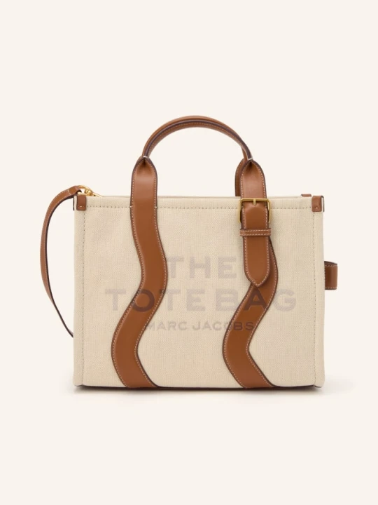 Zdjęcie produktu Marc Jacobs Shopperka The Medum Canvas Tote Wavy Stripes Leather beige