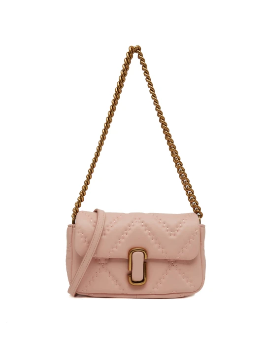 Zdjęcie produktu Marc Jacobs Skórzana torebka na ramię The Quilted Leather J Marc Mini pudrowy róż