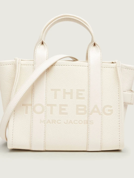 Zdjęcie produktu Marc Jacobs Skórzany kuferek The Leather Small Tote Bag ecru