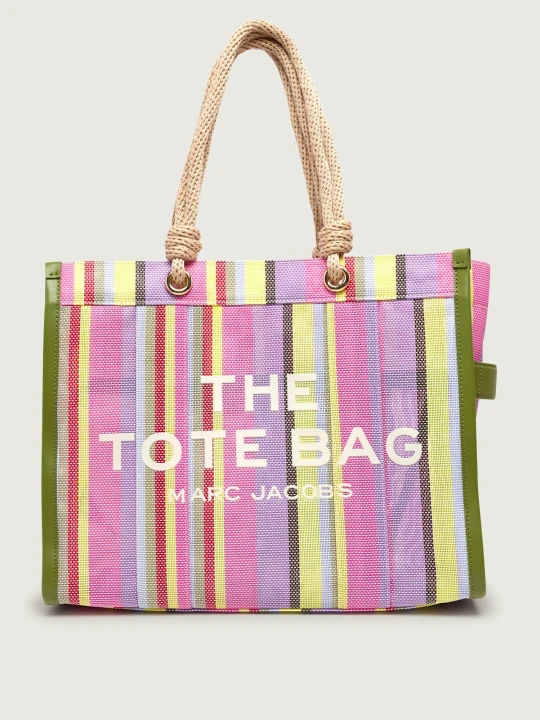 Zdjęcie produktu Marc Jacobs Torba plażowa The Stripe Mesh Large Tote Bag | z dodatkiem skóry
