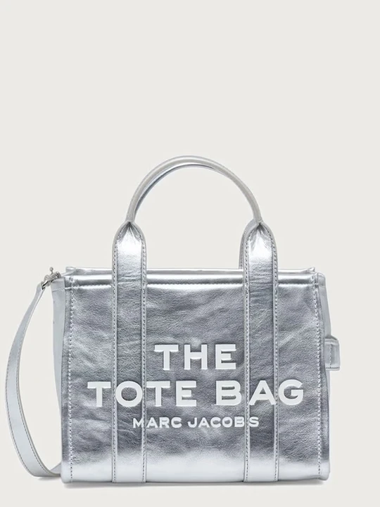 Zdjęcie produktu MARC JACOBS torebka tote damska skórzana THE SMALL TOTE srebrny