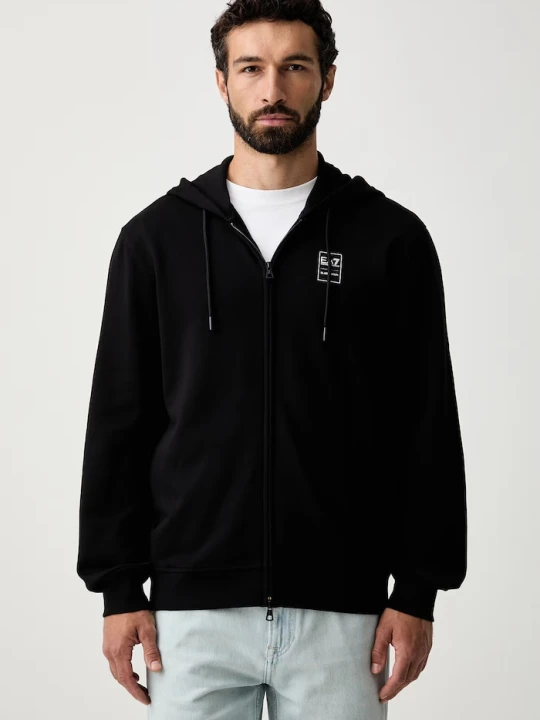 Zdjęcie produktu Marc O'Polo bluza rozpinana z kapturem męska bawełniana czarny