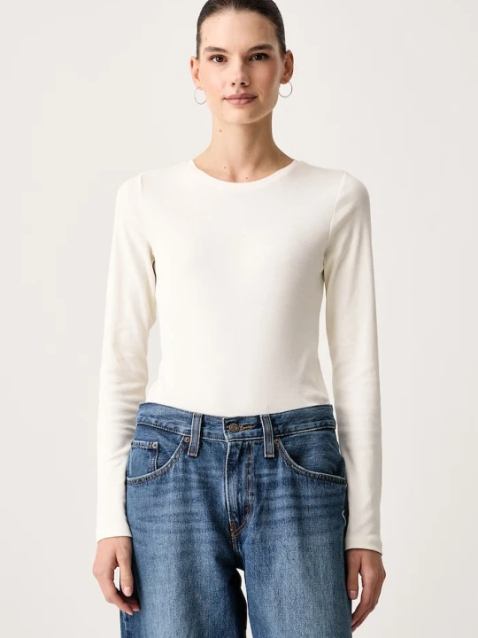 Zdjęcie produktu Marc O'Polo longsleeve damski bawełniany z elastanem beżowy