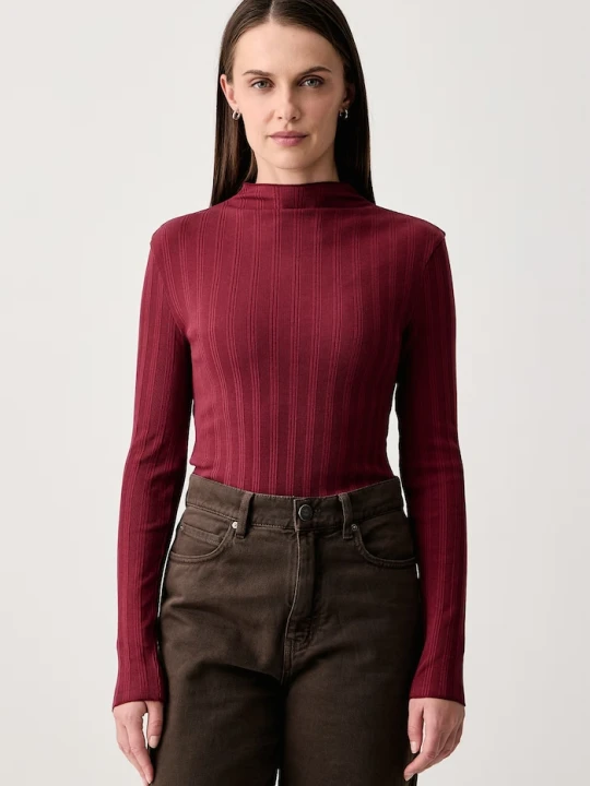 Zdjęcie produktu Marc O'Polo longsleeve damski bawełniany z elastanem bordowy