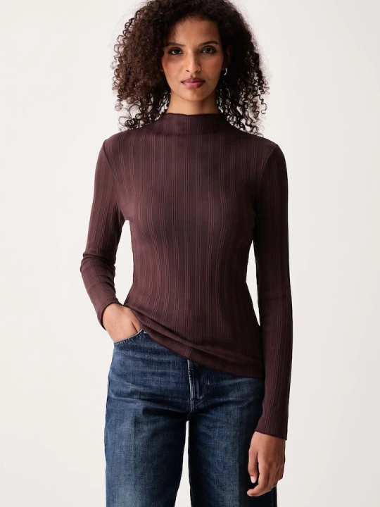 Zdjęcie produktu Marc O'Polo longsleeve damski bawełniany z elastanem brązowy