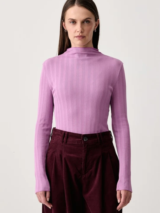 Zdjęcie produktu Marc O'Polo longsleeve damski bawełniany z elastanem fioletowy