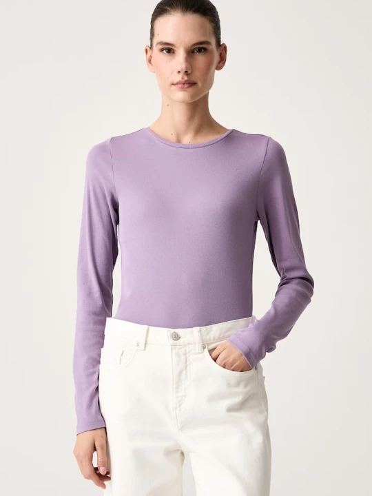Zdjęcie produktu Marc O'Polo longsleeve damski bawełniany z elastanem fioletowy
