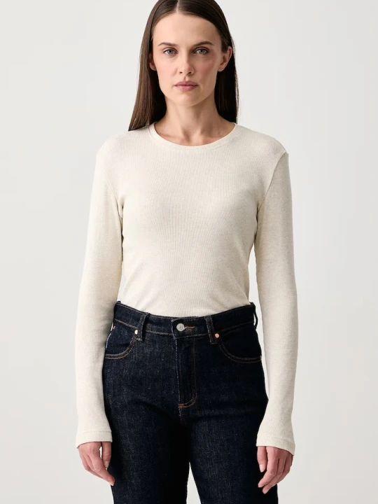 Zdjęcie produktu Marc O'Polo longsleeve damski z bawełną beżowy