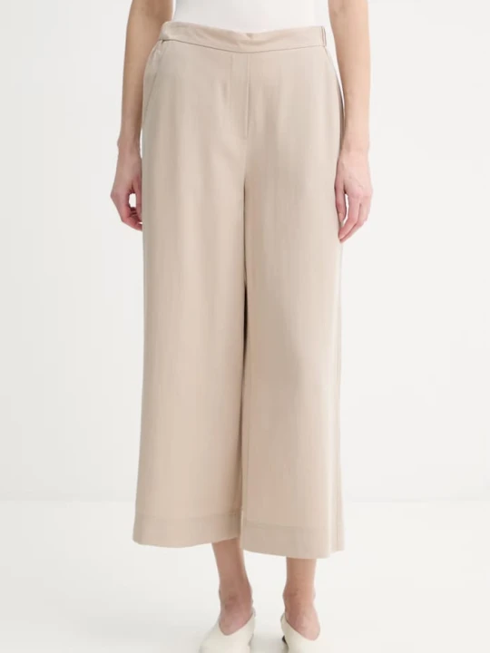 Zdjęcie produktu Marc O'Polo spodnie wide leg damskie z lnem beżowy