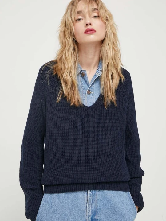 Zdjęcie produktu Marc O'Polo sweter bawełniany granatowy