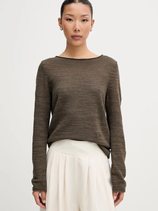 Zdjęcie produktu Marc O'Polo sweter damski z lnem zielony