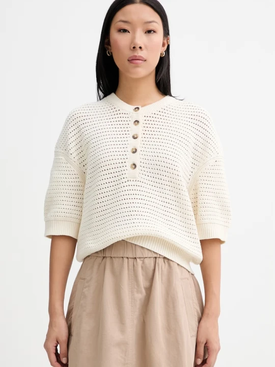 Zdjęcie produktu Marc O'Polo sweter z krótkim rękawem damski bawełniany beżowy
