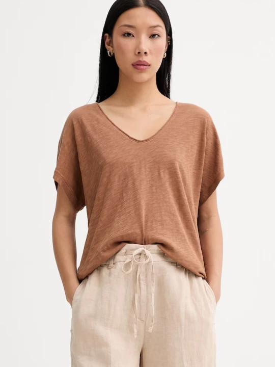 Zdjęcie produktu Marc O'Polo T-shirt basic damski bawełniany brązowy