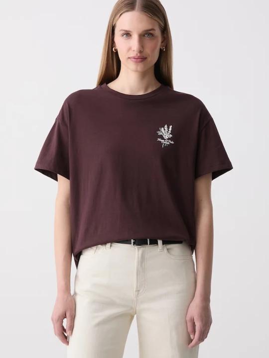 Zdjęcie produktu Marc O'Polo T-shirt damski bawełniany bordowy
