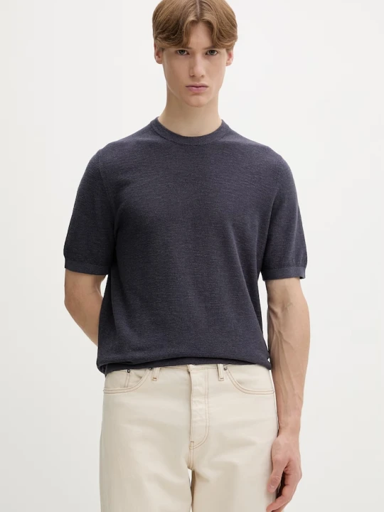 Zdjęcie produktu Marc O'Polo T-shirt męski z lnem granatowy