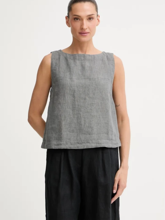 Zdjęcie produktu Marc O'Polo top damski lniany szary