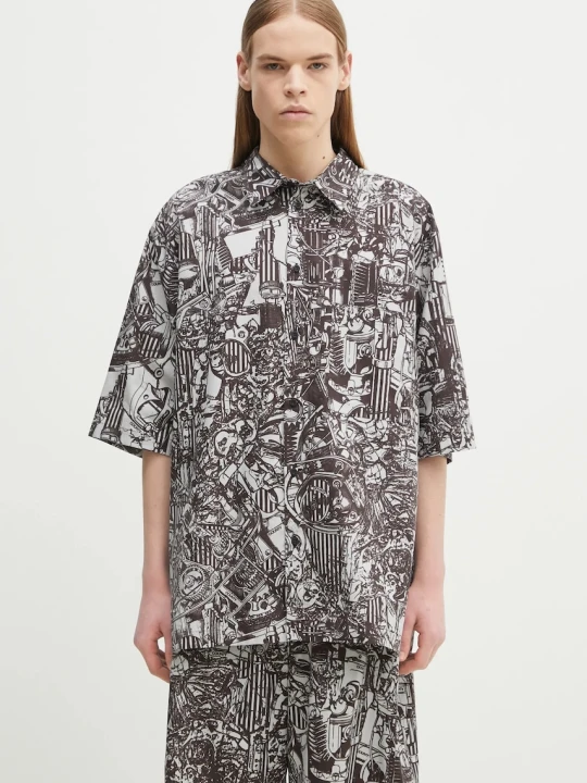 Zdjęcie produktu Marcelo Burlon koszula bawełniana Aop Mech Bowling Shirt Dark Grey Medium
