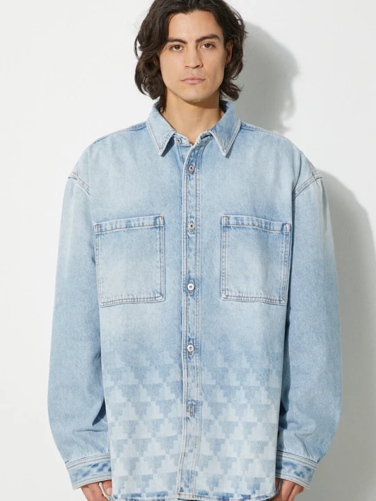 Zdjęcie produktu Marcelo Burlon kurtka jeansowa Laser Cross Dnm Overshirt niebieski