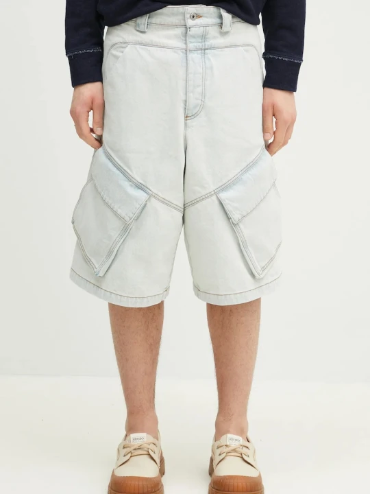 Zdjęcie produktu Marcelo Burlon szorty jeansowe Bleach Dnm Wide Cargo Shorts Light Blue
