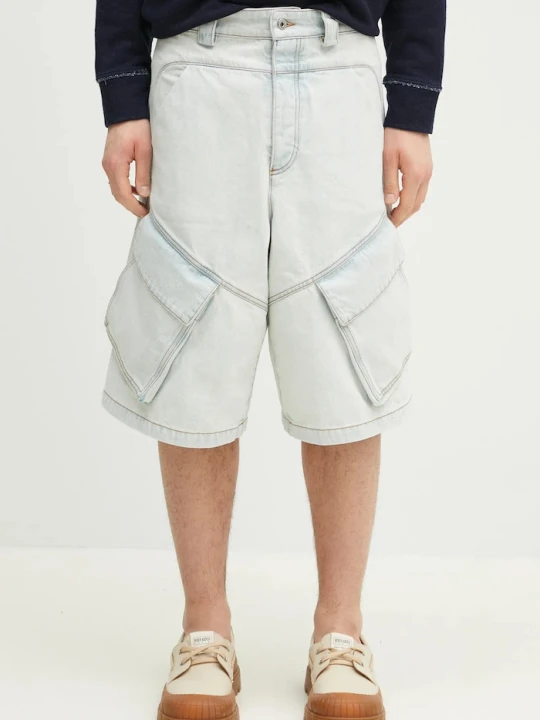 Zdjęcie produktu Marcelo Burlon szorty jeansowe Bleach Dnm Wide Cargo Shorts Light Blue