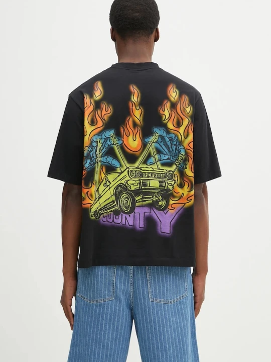Zdjęcie produktu Marcelo Burlon t-shirt bawełniany County Flame Boxy T-Shirt Black Red