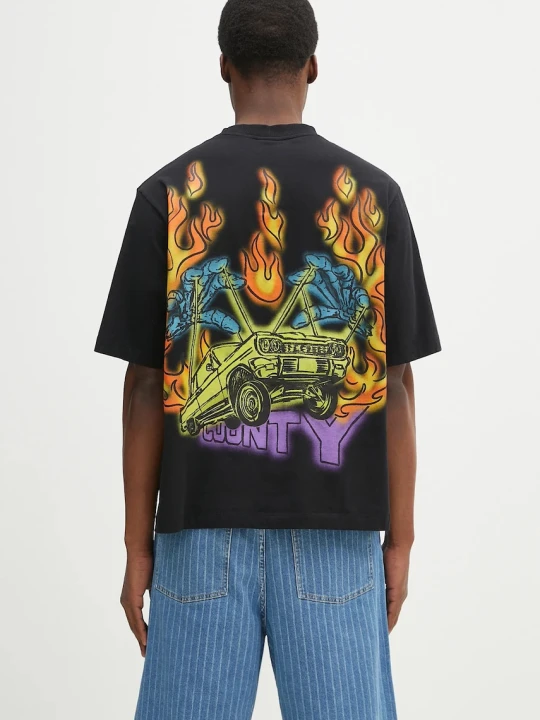Zdjęcie produktu Marcelo Burlon t-shirt bawełniany County Flame Boxy T-Shirt Black Red