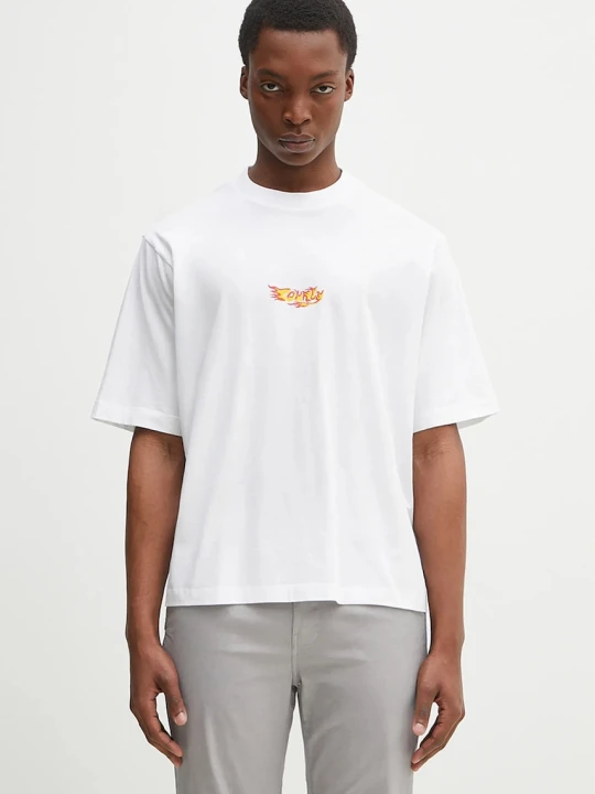 Zdjęcie produktu Marcelo Burlon t-shirt bawełniany County Flame Boxy T-Shirt White Red