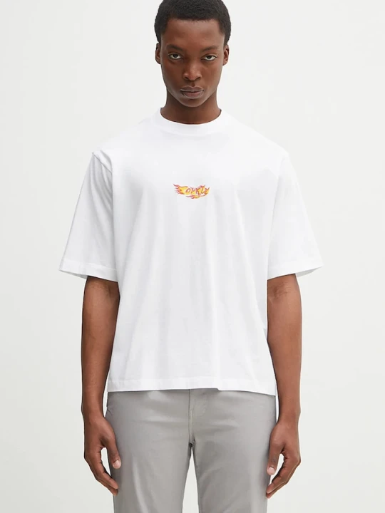 Zdjęcie produktu Marcelo Burlon t-shirt bawełniany County Flame Boxy T-Shirt White Red