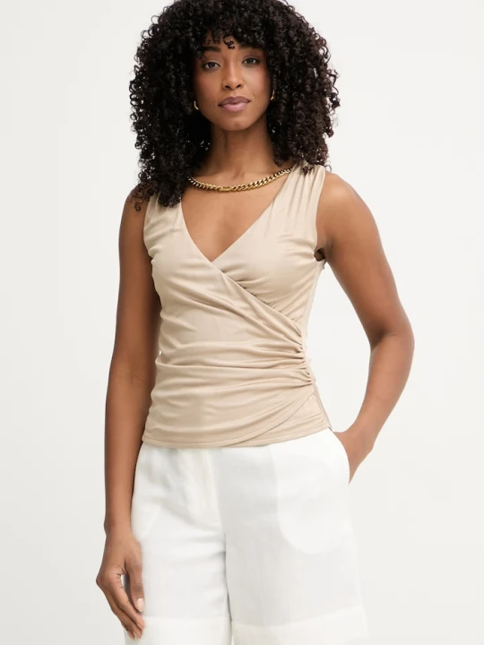 Zdjęcie produktu Marciano by Guess bluzka na ramiączkach damska z wiskozy INES beżowy
