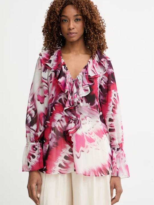 Zdjęcie produktu Marciano by Guess bluzka z falbanką damska ADELA różowy