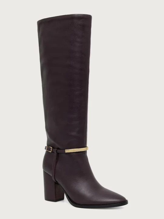 Zdjęcie produktu Marciano by Guess kozaki na słupku damskie skórzane bordowy