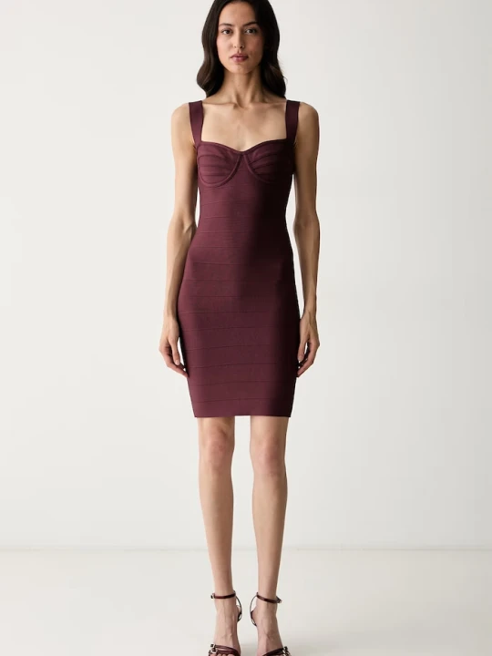 Zdjęcie produktu Marciano by Guess sukienka bodycon z wiskozą NIKKI bordowy