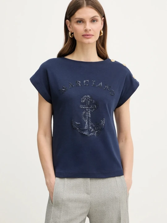 Zdjęcie produktu Marciano by Guess t-shirt bawełniany LYRIS niebieski