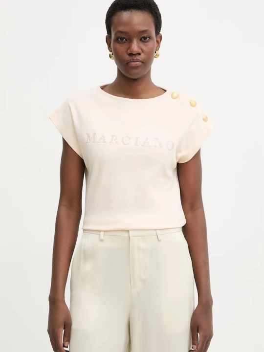 Zdjęcie produktu Marciano by Guess t-shirt damski bawełniany LYRIS beżowy