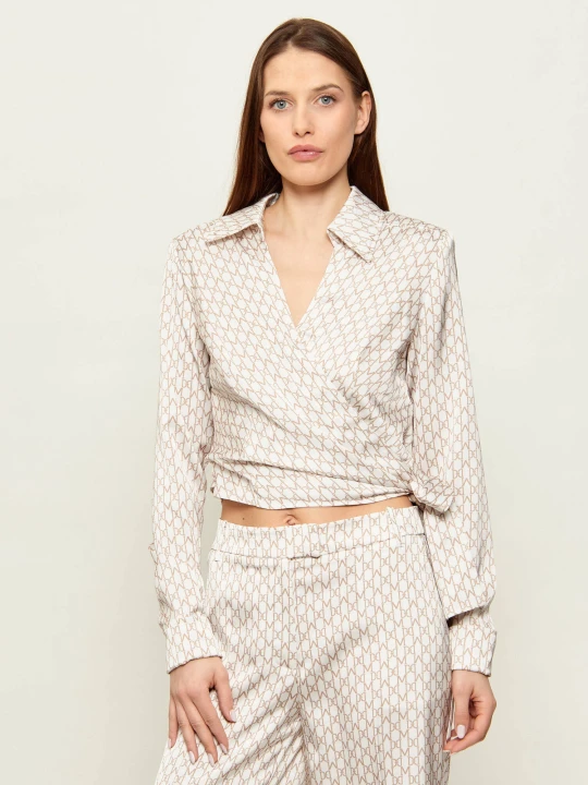 Zdjęcie produktu Marciano Guess Satynowa bluzka FATOU | Cropped Fit beżowy