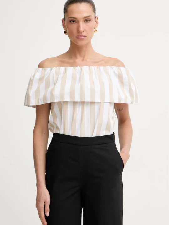 Zdjęcie produktu Marella bluzka hiszpanka damska bawełniana Emme by Marella beżowy