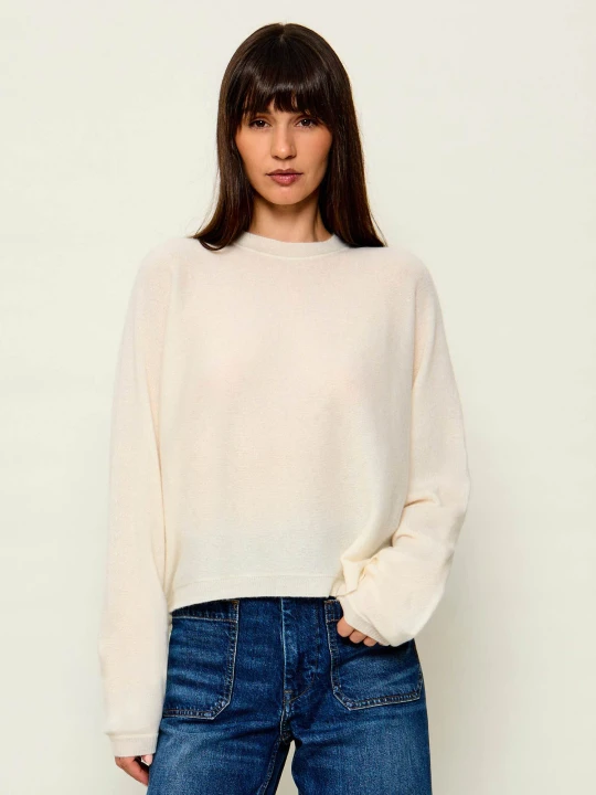 Zdjęcie produktu Marella Kaszmirowy sweter Mllcera | Cropped Fit kremowy