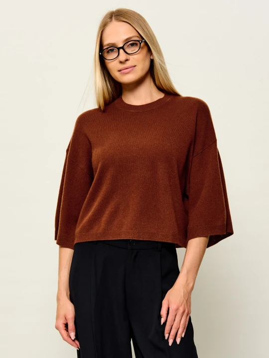Zdjęcie produktu Marella Kaszmirowy sweter Mllordine | Cropped Fit brązowy