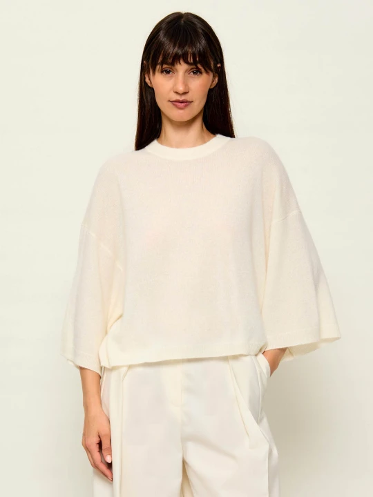 Zdjęcie produktu Marella Kaszmirowy sweter Mllordine | Cropped Fit kremowy