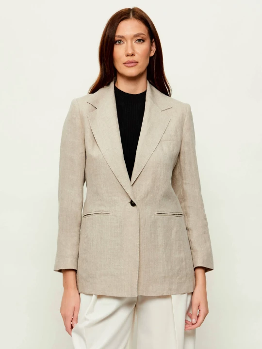 Zdjęcie produktu Marella Lniana marynarka MLLSABBIA | Slim Fit beżowy