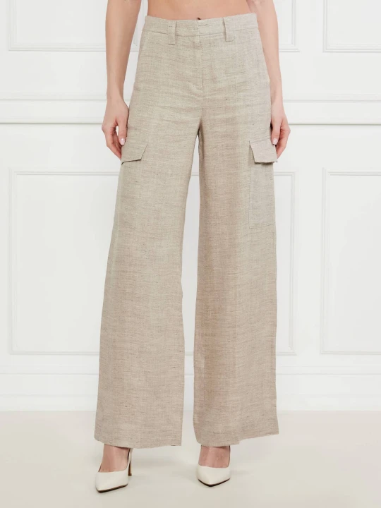 Zdjęcie produktu Marella Lniane spodnie GELADA | flare fit beżowy