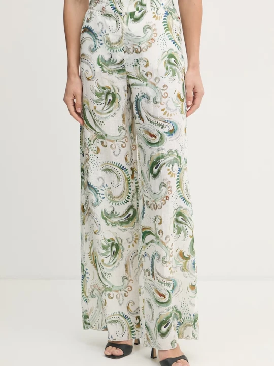 Zdjęcie produktu Marella spodnie wide leg damskie lniane DOMINO biały