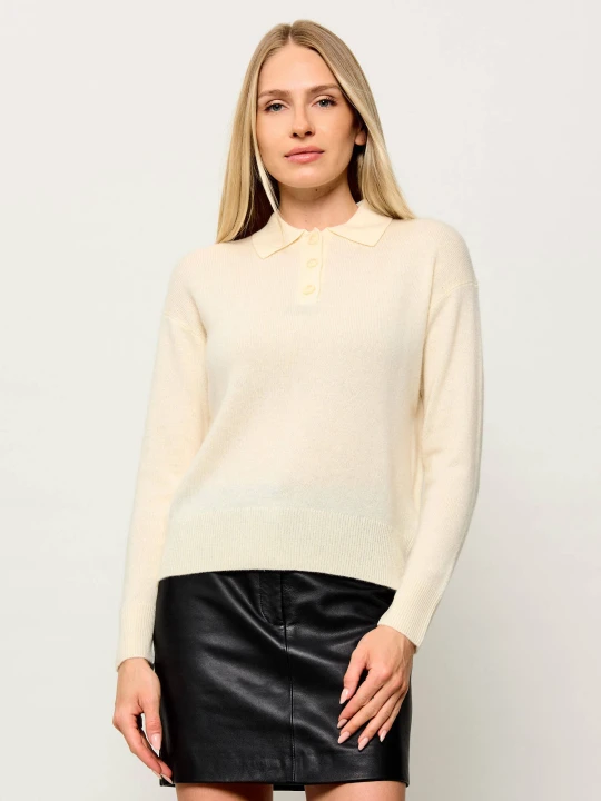 Zdjęcie produktu Marella SPORT Wełniane polo Mlsorma | Relaxed fit | z dodatkiem kaszmiru kremowy