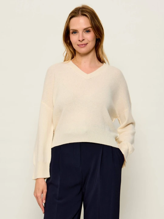Zdjęcie produktu Marella SPORT Wełniany sweter Mlseditore | Relaxed fit | z dodatkiem kaszmiru kremowy